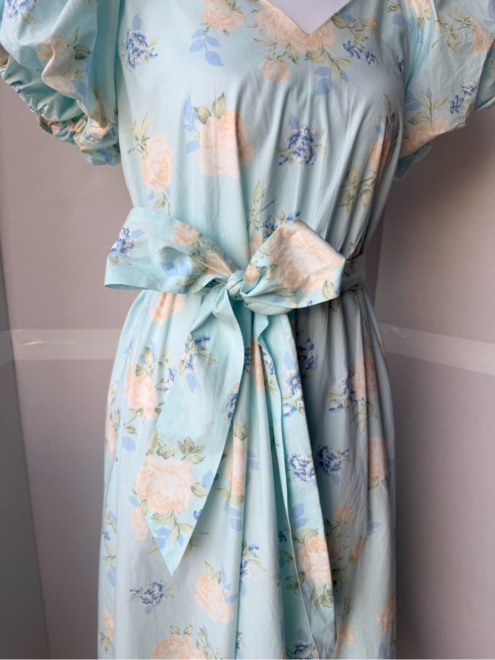 Love Shack Fancy Target collab Blue Floral Puff-Sleeve Maxi Dress - Picture 3 of 12
